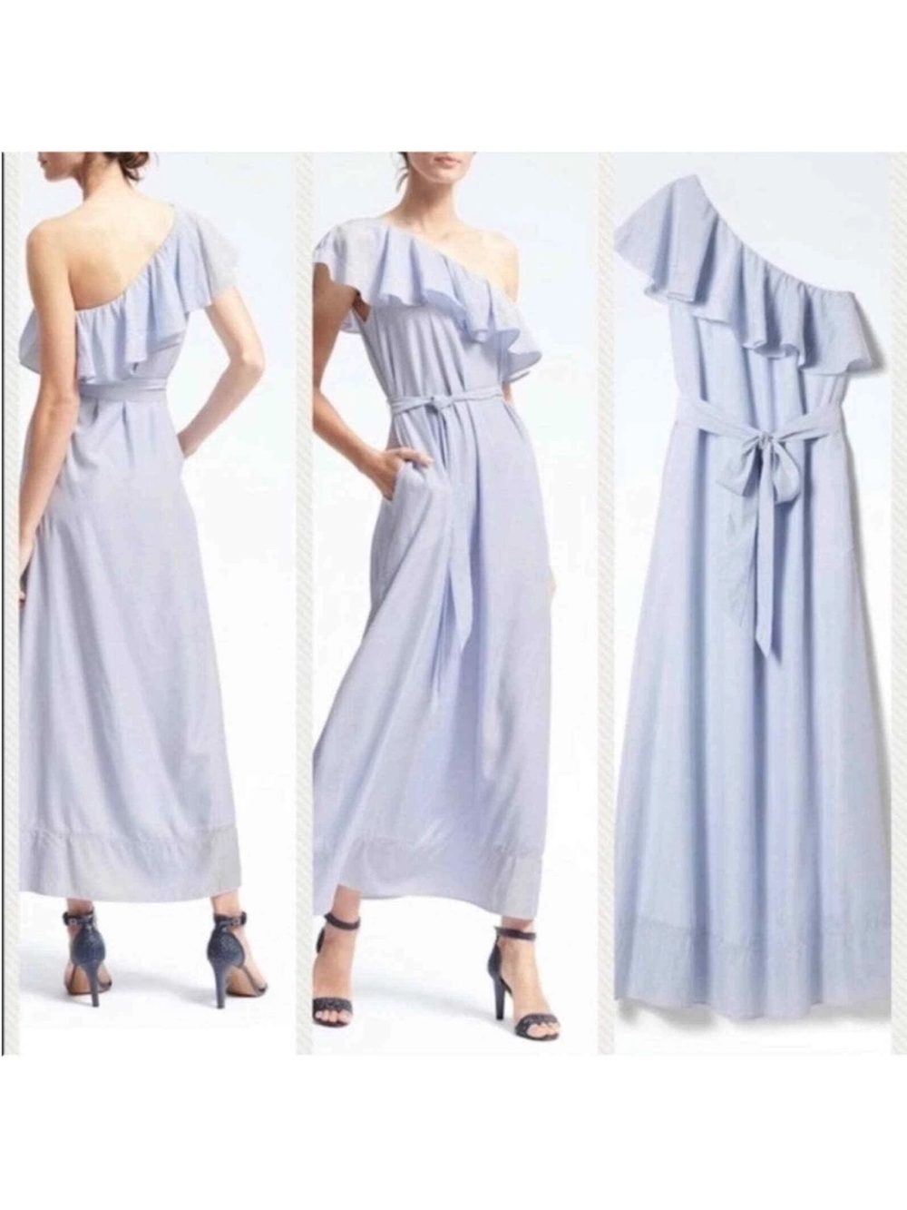 Banana Republic One-Shoulder Ruffle Maxi Dress in Light Lavender